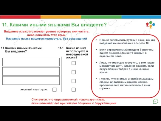 11. Какими иными языками Вы владеете? Нельзя записывать русский язык, так как