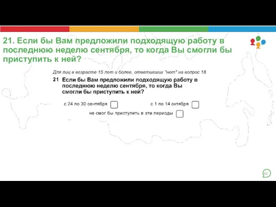 21. Если бы Вам предложили подходящую работу в последнюю неделю сентября, то