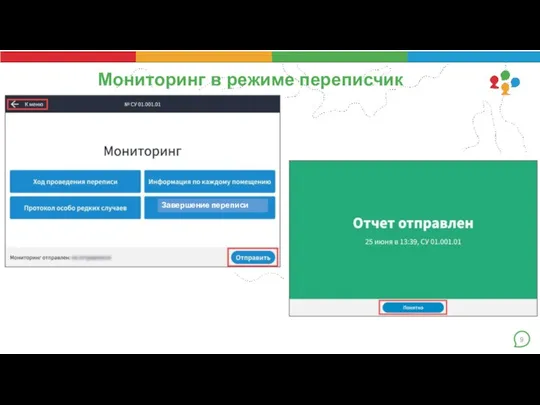 Мониторинг в режиме переписчик Завершение переписи