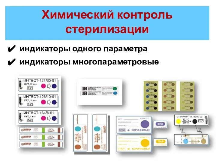 Химический контроль стерилизации индикаторы одного параметра индикаторы многопараметровые