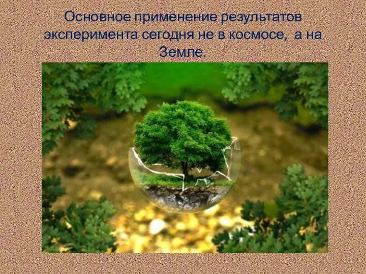 Основное применение результатов эксперимента сегодня не в космосе, а на Земле.