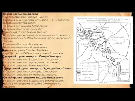 Состав Западного фронта 3-й кавалерийский корпус Г. Д. Гая; 4-я армия А.