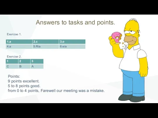 Answers to tasks and points. Exercise 1. Exercise 2. Points: 9 points