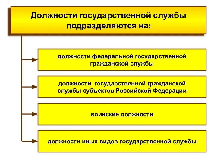 Должности государственной службы подразделяются на: должности федеральной государственной гражданской службы должности государственной