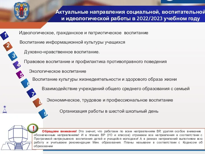 Обращаем внимание! Это значит, что работаем по всем направлениям ВР, уделяя особое