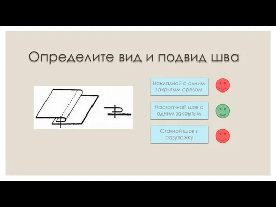 Определите вид и подвид шва Накладной с одним закрытым срезом Настрачной шов