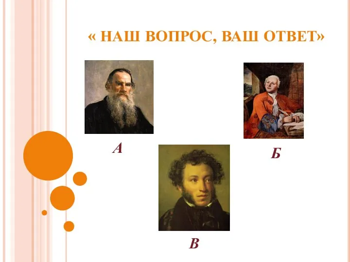 « НАШ ВОПРОС, ВАШ ОТВЕТ» А Б В