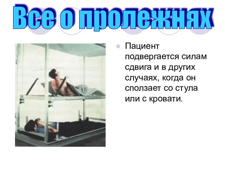 Пациент подвергается силам сдвига и в других случаях, когда он сползает со