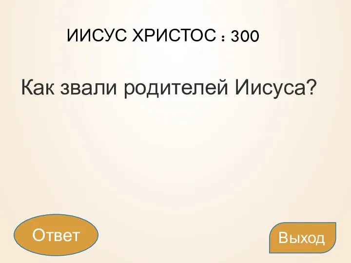 ИИСУС ХРИСТОС : 300 Как звали родителей Иисуса? Выход Ответ