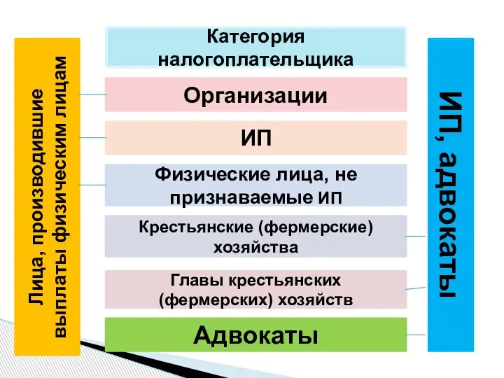 Лица, производившие выплаты физическим лицам ИП, адвокаты ИП Физические лица, не признаваемые