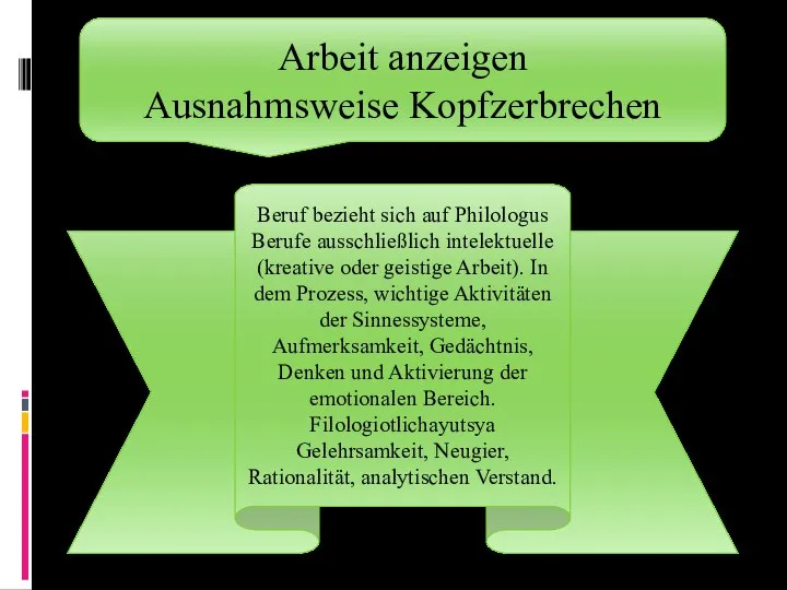 Arbeit anzeigen Ausnahmsweise Kopfzerbrechen Beruf bezieht sich auf Philologus Berufe ausschließlich intelektuelle