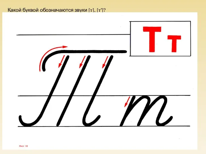 Какой буквой обозначаются звуки [т], [т']?