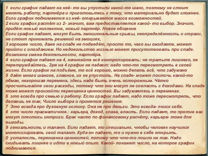 1 если график падает на неё- то вы упустили какой-то шанс, поэтому