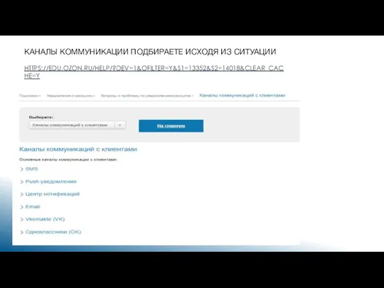 КАНАЛЫ КОММУНИКАЦИИ ПОДБИРАЕТЕ ИСХОДЯ ИЗ СИТУАЦИИ HTTPS://EDU.OZON.RU/HELP/?DEV=1&OFILTER=Y&S1=13352&S2=14018&CLEAR_CACHE=Y