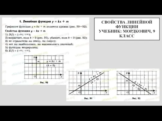 СВОЙСТВА ЛИНЕЙНОЙ ФУНКЦИИ УЧЕБНИК: МОРДКОВИЧ, 9 КЛАСС