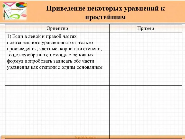 Приведение некоторых уравнений к простейшим