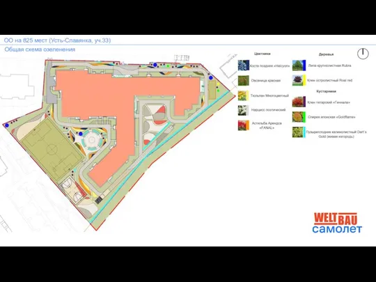 ОО на 825 мест (Усть-Славянка, уч.33) Общая схема озеленения