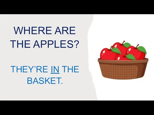 WHERE ARE THE APPLES? THEY’RE IN THE BASKET.
