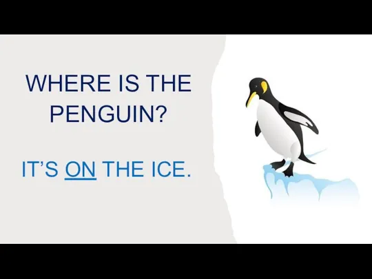 WHERE IS THE PENGUIN? IT’S ON THE ICE.