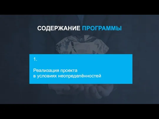 СОДЕРЖАНИЕ ПРОГРАММЫ 1. Реализация проекта в условиях неопределённостей