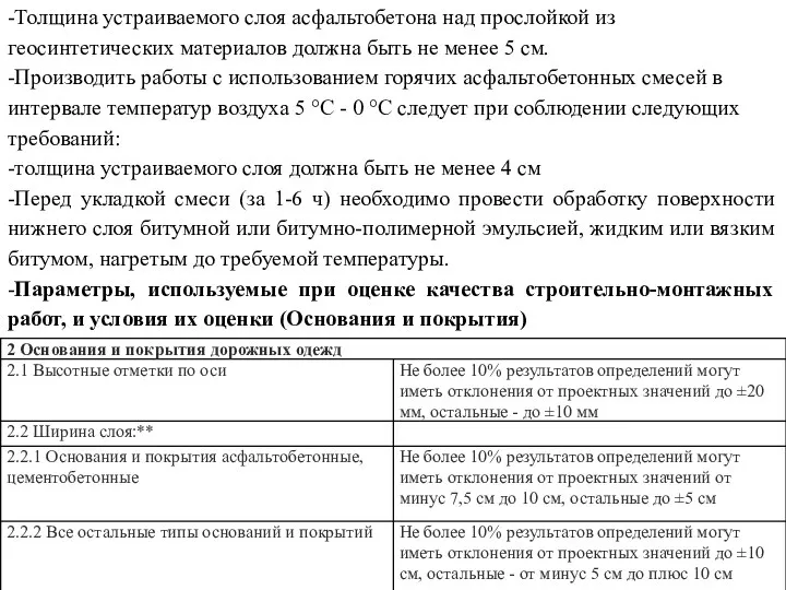 -Толщина устраиваемого слоя асфальтобетона над прослойкой из геосинтетических материалов должна быть не