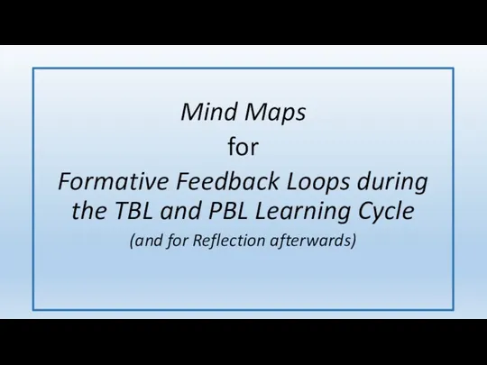 Mind Maps for Formative Feedback Loops during the TBL and PBL Learning