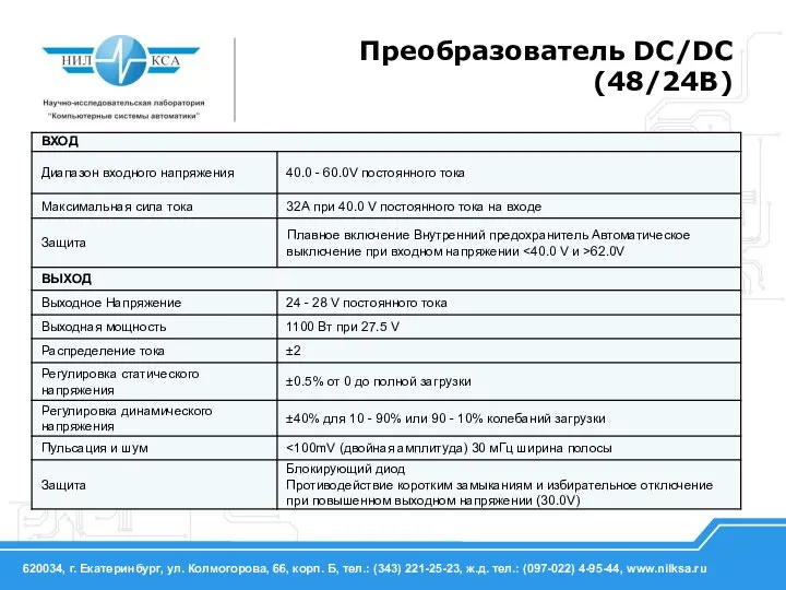 Преобразователь DC/DC (48/24В)