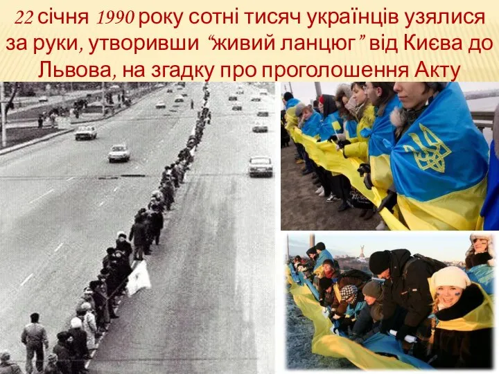 22 січня 1990 року сотні тисяч українців узялися за руки, утворивши “живий