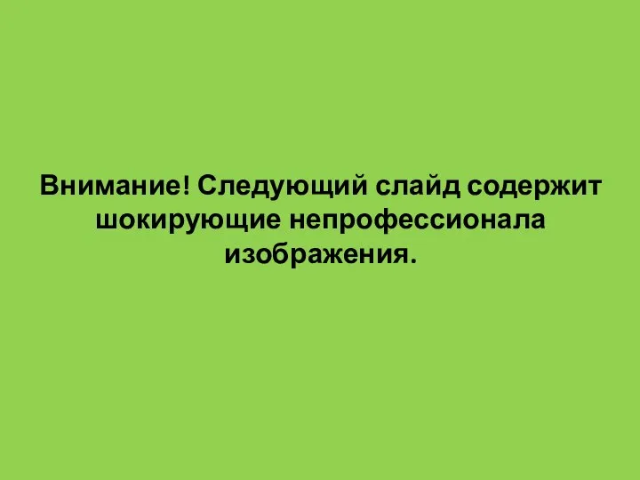 Внимание! Следующий слайд содержит шокирующие непрофессионала изображения.