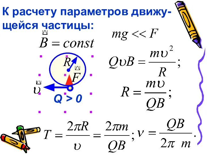 К расчету параметров движу-щейся частицы: . . . . . . .