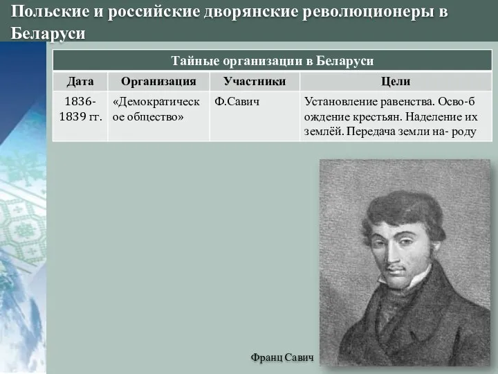 Польские и российские дворянские революционеры в Беларуси Франц Савич