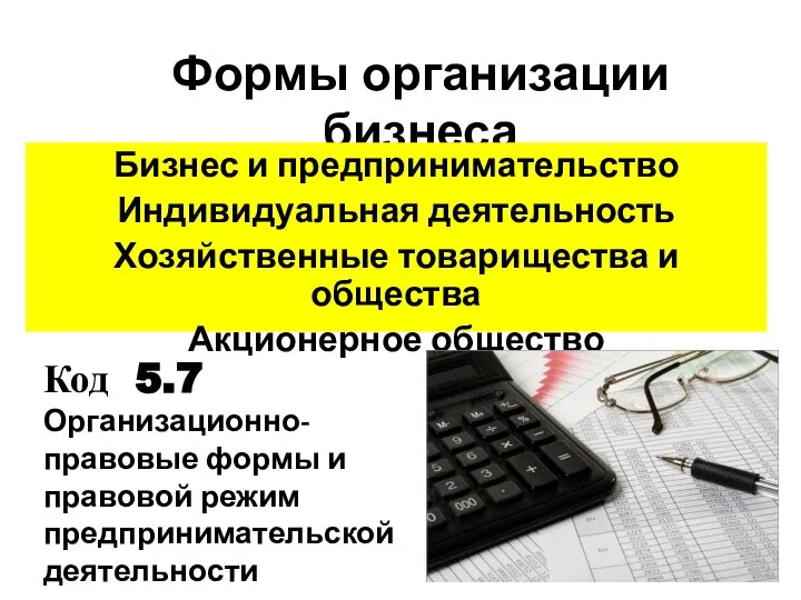 Формы организации бизнеса Бизнес и предпринимательство Индивидуальная деятельность Хозяйственные товарищества и общества