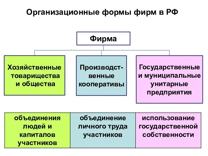 Организационные формы фирм в РФ