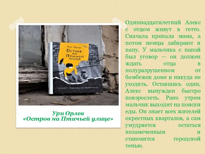 Одиннадцатилетний Алекс с отцом живут в гетто. Сначала пропала мама, а потом