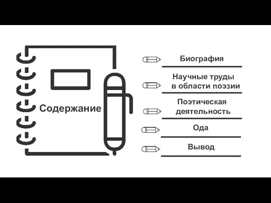 Содержание Биография Научные труды в области поэзии Поэтическая деятельность Ода Вывод