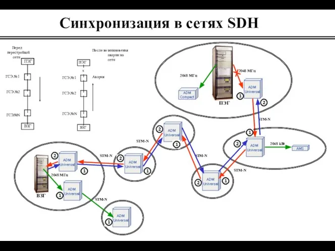 Синхронизация в сетях SDH ПЭГ ВЗГ STM-N STM-N STM-N STM-N STM-N STM-N