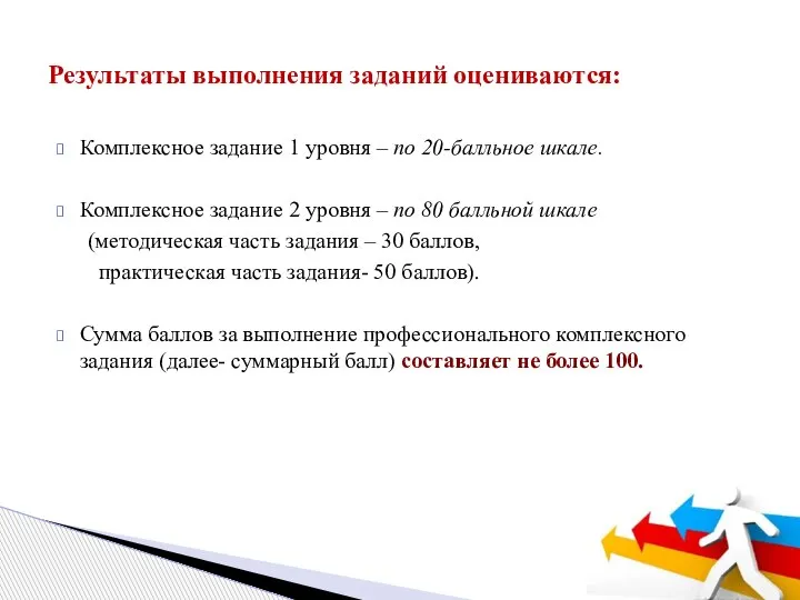 Комплексное задание 1 уровня – по 20-балльное шкале. Комплексное задание 2 уровня