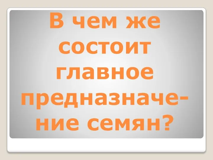 В чем же состоит главное предназначе-ние семян?