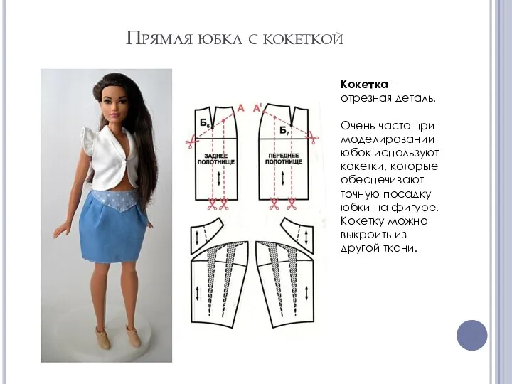 Прямая юбка с кокеткой Кокетка – отрезная деталь. Очень часто при моделировании