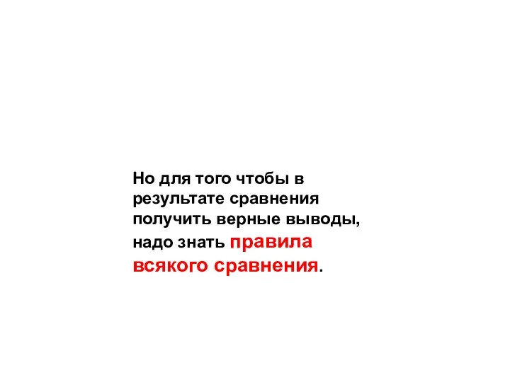 Но для того чтобы в результате сравнения получить верные выводы, надо знать правила всякого сравнения.