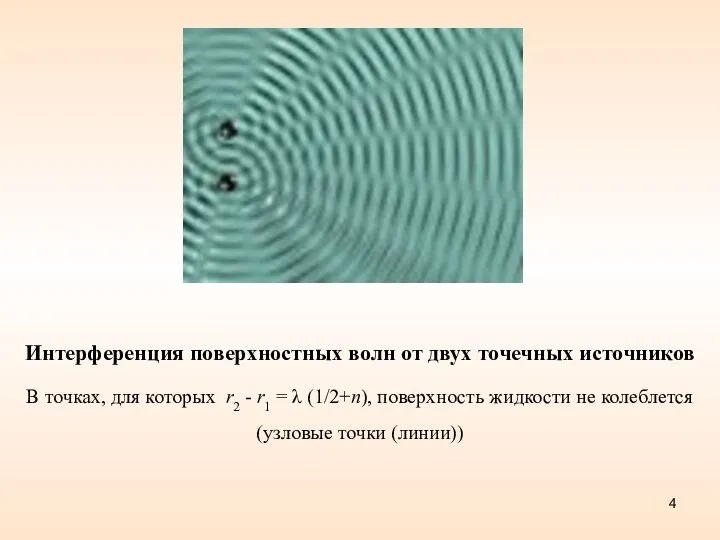 Интерференция поверхностных волн от двух точечных источников В точках, для которых r2