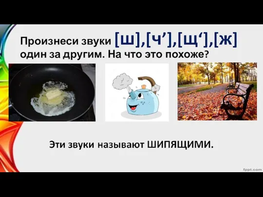 Произнеси звуки [ш],[ч’],[щ‘],[ж] один за другим. На что это похоже?