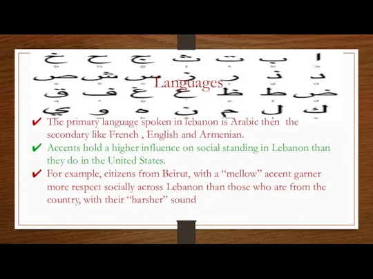 Languages The primary language spoken in lebanon is Arabic then the secondary