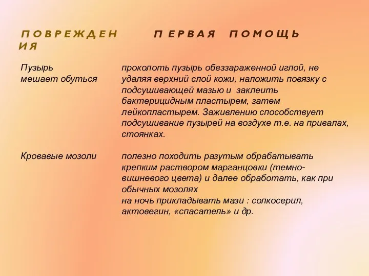 Пузырь мешает обуться Кровавые мозоли проколоть пузырь обеззараженной иглой, не удаляя верхний