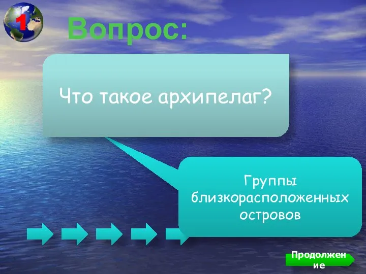 Вопрос: Группы близкорасположенных островов Что такое архипелаг? Продолжение