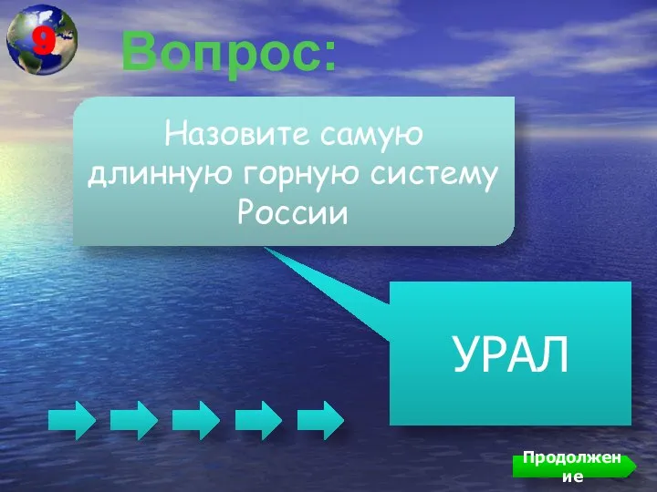 Вопрос: УРАЛ Назовите самую длинную горную систему России Продолжение