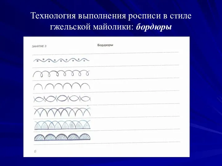 Технология выполнения росписи в стиле гжельской майолики: бордюры