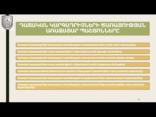 ԴԱՏԱԿԱՆ ԿԱՐԳԱԴՐԻՉՆԵՐԻ ԾԱՌԱՅՈՒԹՅԱՆ ԱՌԱՋԱՏԱՐ ՊԱՇՏՈՆՆԵՐԸ Դատական կարգադրիչների ծառայության առանձնացված ստորաբաժանումների բաժնի պետի