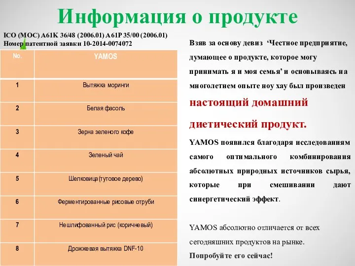 Информация о продукте Взяв за основу девиз ‘Честное предприятие, думающее о продукте,