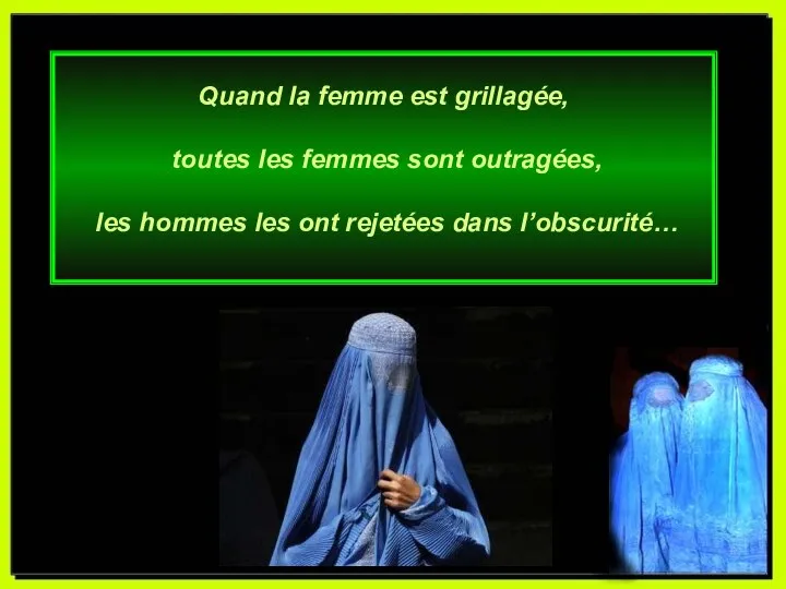 Quand la femme est grillagée, toutes les femmes sont outragées, les hommes